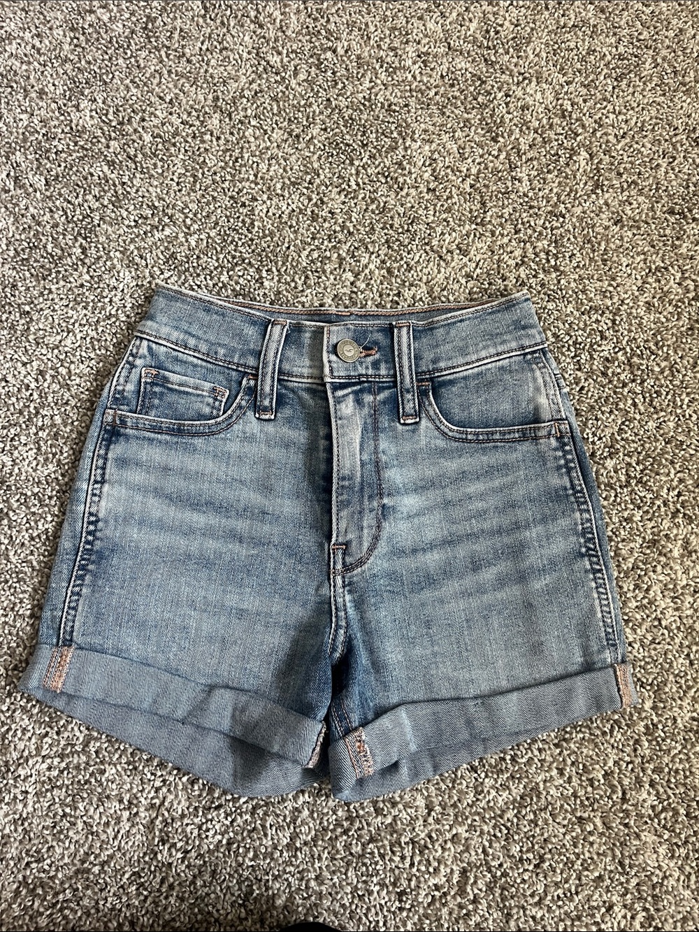 Hollister High Waisted Light Blue Rolled Hem Denim Shorts